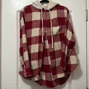 American Eagle hooded flannel, size medium
